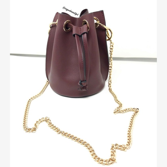 Zara Handbags - Zara Burgundy Faux Leather Small Bucket Bag